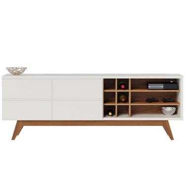 Imagem de Rack para Sala De Estar TV 70 Pol 180cm Makai C04 Off White Matte Freijó - Lyam Decor