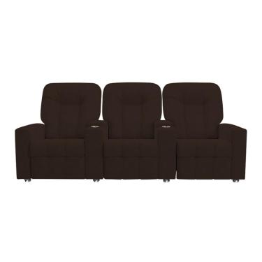 Imagem de Poltrona Reclinável 3 lugares para Sala de Cinema Romeo F05 Veludo Marrom - Lyam Decor