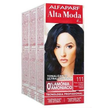 Imagem de Alta Moda Alfaparf kit c/3 Tonalizantes 111 Preto Azulado 120g