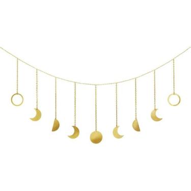 Imagem de Penduração de parede Moon Phase Garland Mkono Gold Metal 50 cm