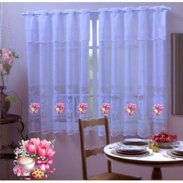 Imagem de Cortina Cozinha Renda Transfer Cozinha 2,50cm X 1,20cm Cortina - speed