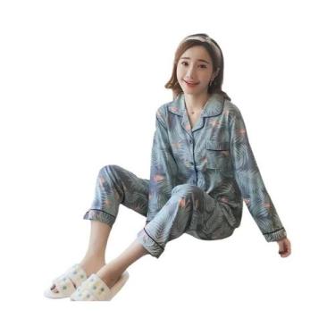 Imagem de Conjunto De Pijamas Femininos Com Estampa De Cereja Listrada, Camisa C