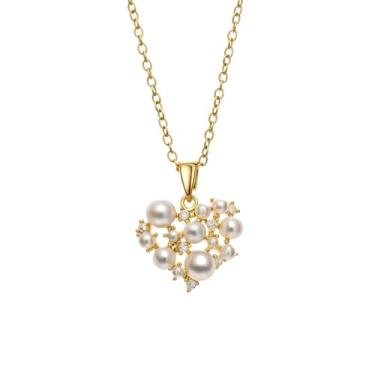 Imagem de Colar de cruz de pérola para mulheres, colar delicado de cruz de ouro e pérola, noiva, dama de honra, casamento, fé, joia cristã, presente, Large, Aço inoxidável, Sem Pedra Preciosa