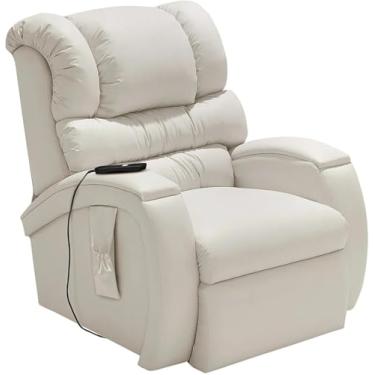 Imagem de Poltrona Imperial Reclinável Elétrica Lift com Controle Remoto Conforto e Segurança para Idosos Revestida em Corano Macio Cor Gelo 308