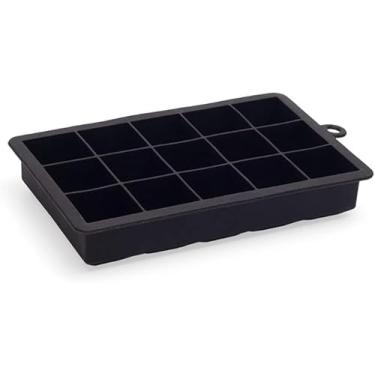 Imagem de Forma de Gelo Premium, 15 Cubos Grandes, Silicone Flexível e Resistente, Preta, para Whisky e Drinks, Bandeja Multiuso