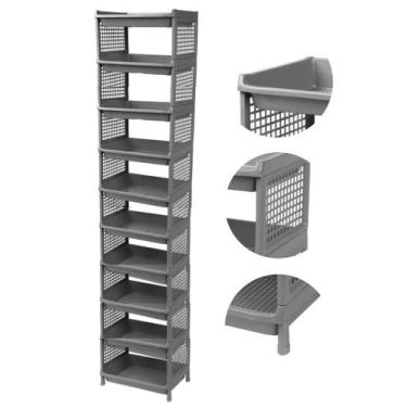 Imagem de Prateleira Estante De Plástico 10 Andares Multiuso Desmontável 40x28x1