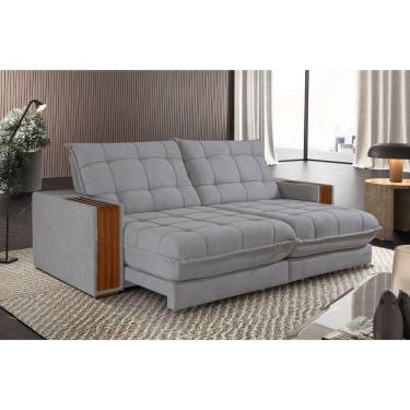 Imagem de Sofá Retrátil Berlim 2,10m 3 Lugares Molas Ensacadas Txr Prata