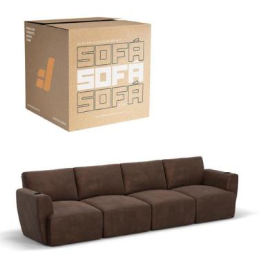 Imagem de Sofá 4 Lugares Sala De Estar em Tecido Suede Modular Damie Na Caixa, M