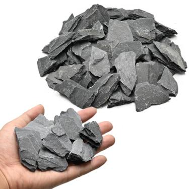 Imagem de Pedras de ardósia natural, 3 a 5 cm, para aquários, terrários, jardins de fadas, origem nos EUA (9 kg, ardósia preta)
