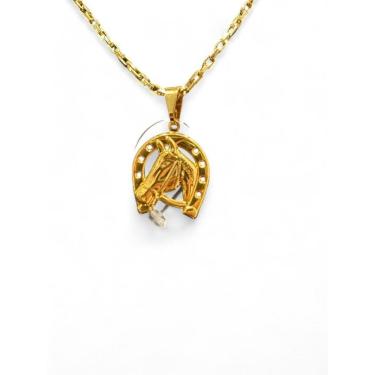 Imagem de Cordão Masculino 4Mm Tijolinho + Cavalo Banhado A Ouro 18K