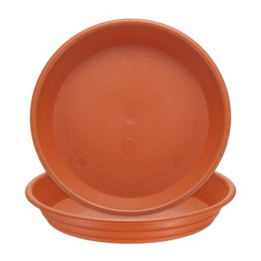 Imagem de 2 peças de pires de plantas de plástico 13 cm bandejas de gotejamento redondas pires de vaso de flores base de flores bandeja de drenagem inferior para plantadores internos e externos, cerâmica