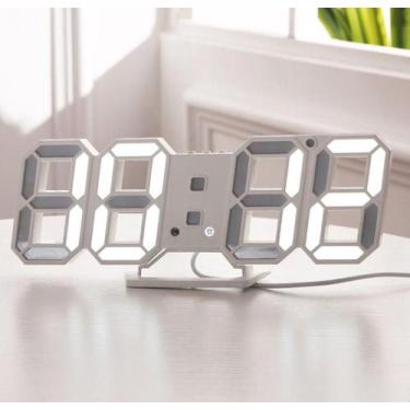Imagem de Relógio Digital 3d Led Snooze 12/24 Horas Parede Mesa Alarme - Telinte