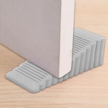 Imagem de 2 peças de batentes de porta de borracha de segurança bloqueiam batentes de porta de cunha retentor traseiro de porta de escritório doméstico parada anticolisão, 95 x 40 x 30 mm (cinza)