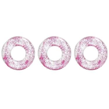 Imagem de Boia Circular Inflável Transparente Com Glitter 60cm PVC Resistente Resistente Cloro Rosa Azul Prateado Piscina Clube Boia Piscina(3,Rosa Brilhante)