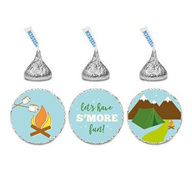 Imagem de Andaz Press Trio de etiquetas de chocolate para aniversário, serve para lembrancinhas de festa Hershey Kisses, barraca de acampamento, montanhas, vamos ter mais diversão, pacote com 216
