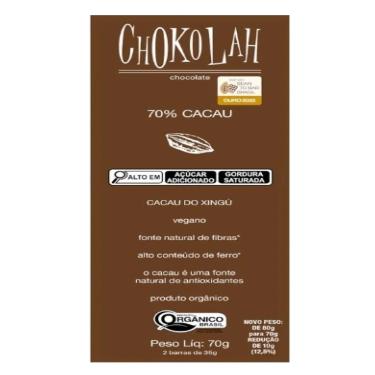 Imagem de Chocolate 70% Cacau com Açúcar Demerara Orgânico CHoKolaH 70g