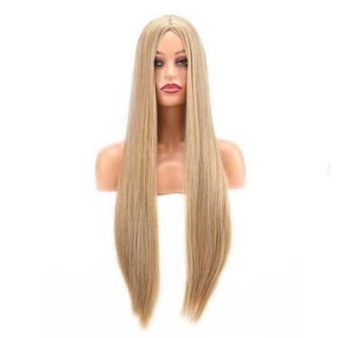 Imagem de Peruca Lace Wig Sem Franja Fibra Premium Loiro Escuro 70 cm  - Mhair