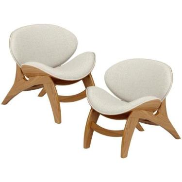Imagem de Kit 2 Poltronas Decorativa Orgânica Sala Living Kadosh L02 Linho Champ