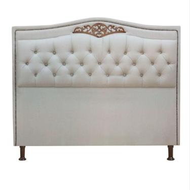 Imagem de Cabeceira Estofada Holanda 1,95 King Size Linho Shop Das Cabeceiras Carvalho