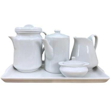Imagem de Jogo de Café e Chá com Bandeja, Açucareiro, Bule e Leiteira - Porcelan