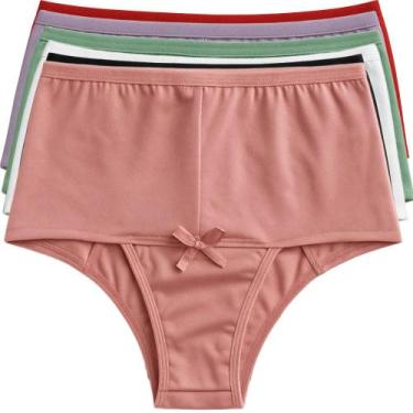 Imagem de Kit 6 Calcinha Cós Alto Feminina Básica Lingerie Confortável Cintura A