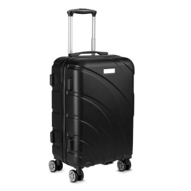 Imagem de Mala Média 52L Easy Travel Preta – Rodas 360°, Cadeado Integrado, Estrutura em ABS Resistente, Abertura Frontal e Plaquinha Personalizável