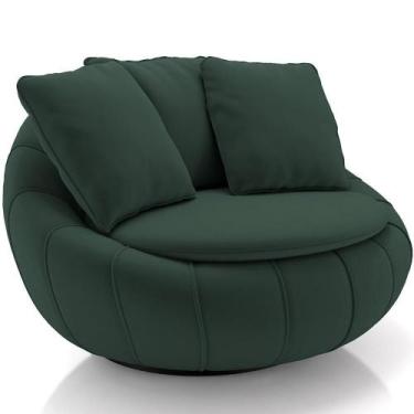 Imagem de Poltrona Decorativa Giratória Kira M03 Veludo Verde - Lyam Decor
