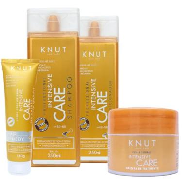 Imagem de Kit Knut Intensive Care Shampoo Condicionador 250ml Máscara 300g Hair Remedy 130g