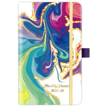 Imagem de Vindora Agenda 2025-2027 - Planejador Mensal de 36 Meses, 9,7 cm x 16 cm, Suporte para Caneta, Bolso Interno, Fecho Elástico e 60 Páginas de Anotações