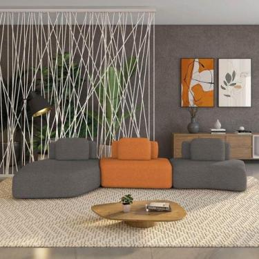 Imagem de Sofá 3 Lugares Orgânico Com Chaise E 2 Módulos Berlim Bouclê Gf K01 - 
