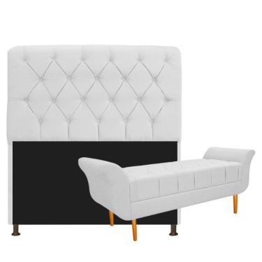 Imagem de Kit Cabeceira Lady Recamier Ari 195cm King Branco