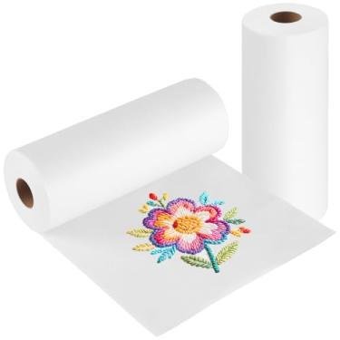 Imagem de TAICHEUT Estabilizador de bordado com 2 rolos, 30 cm x 50 m de espessura média para costura à máquina e à mão, branco