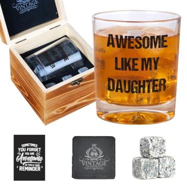 Imagem de Ithmahco Copo de uísque Awesome Like My Daughter - Presentes engraçados para papai, presentes engraçados de elefante branco de vidro de uísque para pai da filha filho, presente de mordaça de vidro de