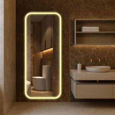 Imagem de Espelho Led Jateado Borda Infinita Luxuoso Sala Banheiro Quarto Hall B