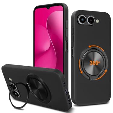 Imagem de Capa de telefone compatível com T-Mobile REVVL 8 / T Phone 3 5G, suporte de anel giratório de 360° com suporte/suporte de silicone TPU à prova de choque para T-Mobile REVVL 8 / T Phone 3 5G 2025