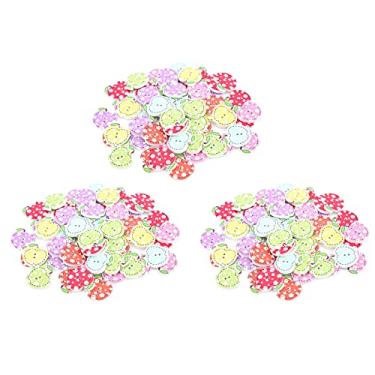 Imagem de Botões de madeira pintados pequenas maçãs com dois buracos fivelas de animais madeira faça você mesmo decoração de roupas artesanais 200 peças 4 pacotes