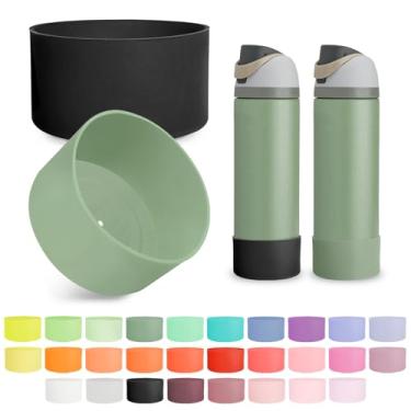 Imagem de Kaitiaki 2 peças de bota de silicone para garrafa de água FreeSip Owala 680 g, capa inferior antiderrapante resistente a arranhões, acessórios de garrafas esportivas protetoras, livre de BPA (verde