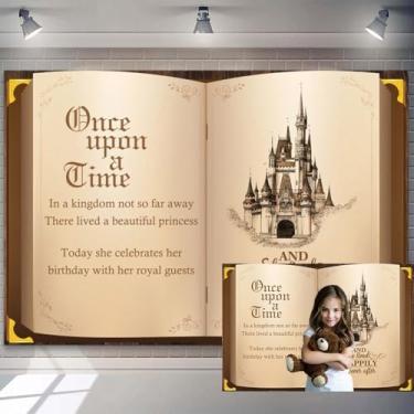 Imagem de Pano de fundo de livro de conto de fadas de 2,1 x 1,5 m Once Upon a Time Cenário de fotografia de castelo antigo para casamento, chá de panela, decoração romântica, princesa, festa de aniversário