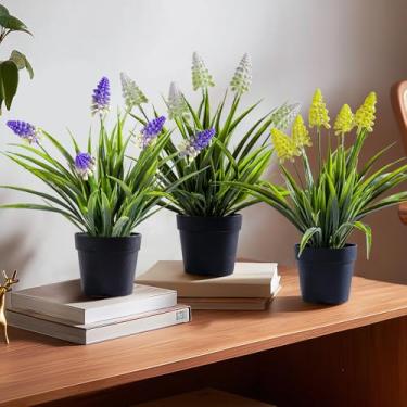 Imagem de Yarmare Pacote com 3 plantas pequenas falsas em vaso de flores artificiais para decoração de casa, planta de flores falsas, mini planta falsa para quarto, sala de estar, escritório, prateleira