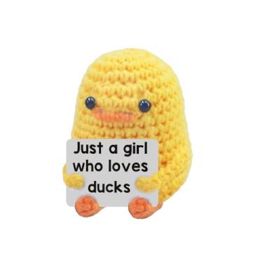 Imagem de Adorável pato cravejado à mão – Acompanhante de apoio emocional positivo de 7,5 cm com cartão motivacional, decoração de mesa divertida para escritório/casa, presente para amigos/colegas/aniversários