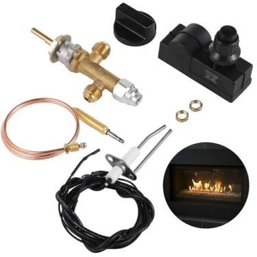 Imagem de Kit de válvula de controle de fogueira com acendedor de botão, peças de substituição de lareira a gás propano de baixa pressão, kit para aquecedores e fogões