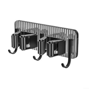 Imagem de Clipe de suporte de vassoura de esfregão montado na parede com ganchos para casa de banho cozinha armário garagem lavanderia armazenamento ferramenta de organização cabide rack economia de espaço sem