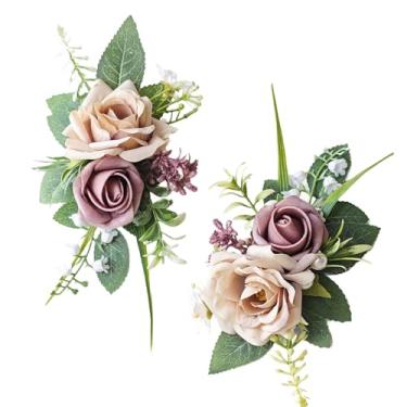 Imagem de WIHUZIU 2 peças de flor na lapela para homens – flores de decoração de terno para noivos e padrinhos, perfeita para casamento, baile, baile, aniversário, formatura (rosa blush)