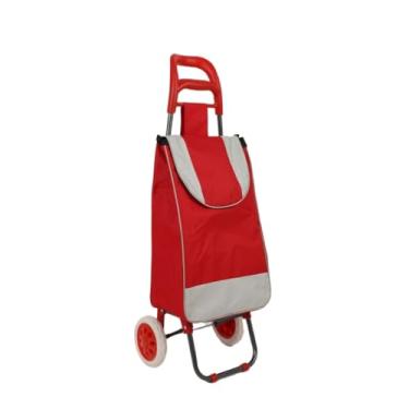 Imagem de Carrinho De Compras Feira Supermercado Reforçado Dobrável Sacola Bolsa Térmica Suporta 30kg Colorido (VERMELHO)
