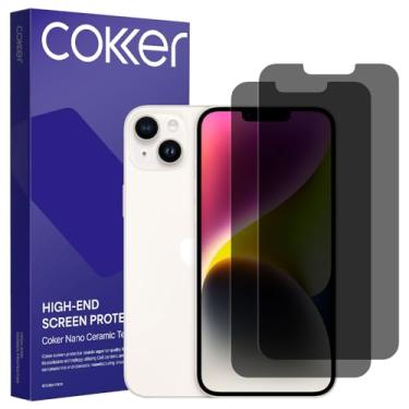 Imagem de COKER Pacote com 2 protetores de tela de privacidade para iPhone 14 Plus, antiespião, dureza 9H, à prova de estilhaçamento, antiarranhões, impressões digitais, filme PET sensível ao toque, filtro de