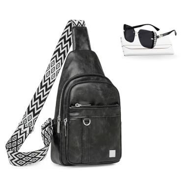 Imagem de Conjunto de mochilas, bolsas transversais para mulheres, pochetes sobre o ombro com óculos de sol, 03 - Preto