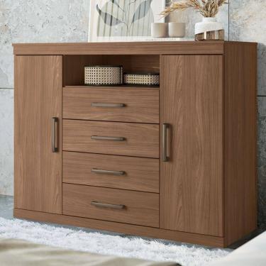 Imagem de Cômoda Lincon 2 Portas 4 Gavetas Jatoba - Pnr Móveis