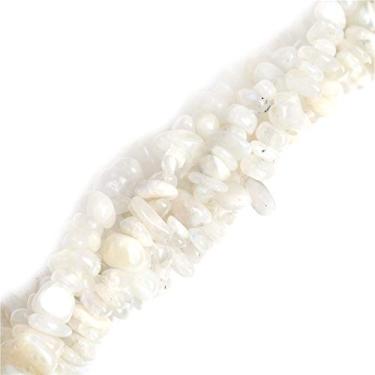 Imagem de Contas de pedra da lua natural de 6-8 mm, cascalho, lascas de pedras preciosas, contas soltas de forma livre para fabricação de joias, contas por atacado, creme branco 86 cm JOE FOREMAN