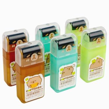 Imagem de Smilo Pacote com 6 borrachas de rolo, borrachas de lápis engraçadas com capa e rolo de limpeza para escritório, material de volta às aulas e festas, esboços, artigos de papelaria