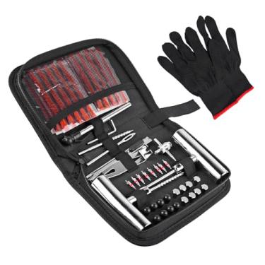 Imagem de Sandfren Kit de reparo de pneu de carro de 62 peças, conjunto de remendo de plugue de pneu de veículos pesados, acessórios de ferramenta de reparo de emergência para reparo de patch automotivo